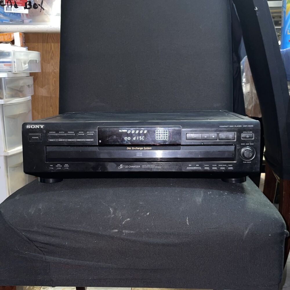 Vintage Sony CDP-CE215 5-Disc Carousel CD Changer Player Power Tested Black